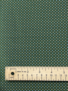 1 1/4 YD Tie Silk - Green with Tiny Blue and Light Gray Diamonds