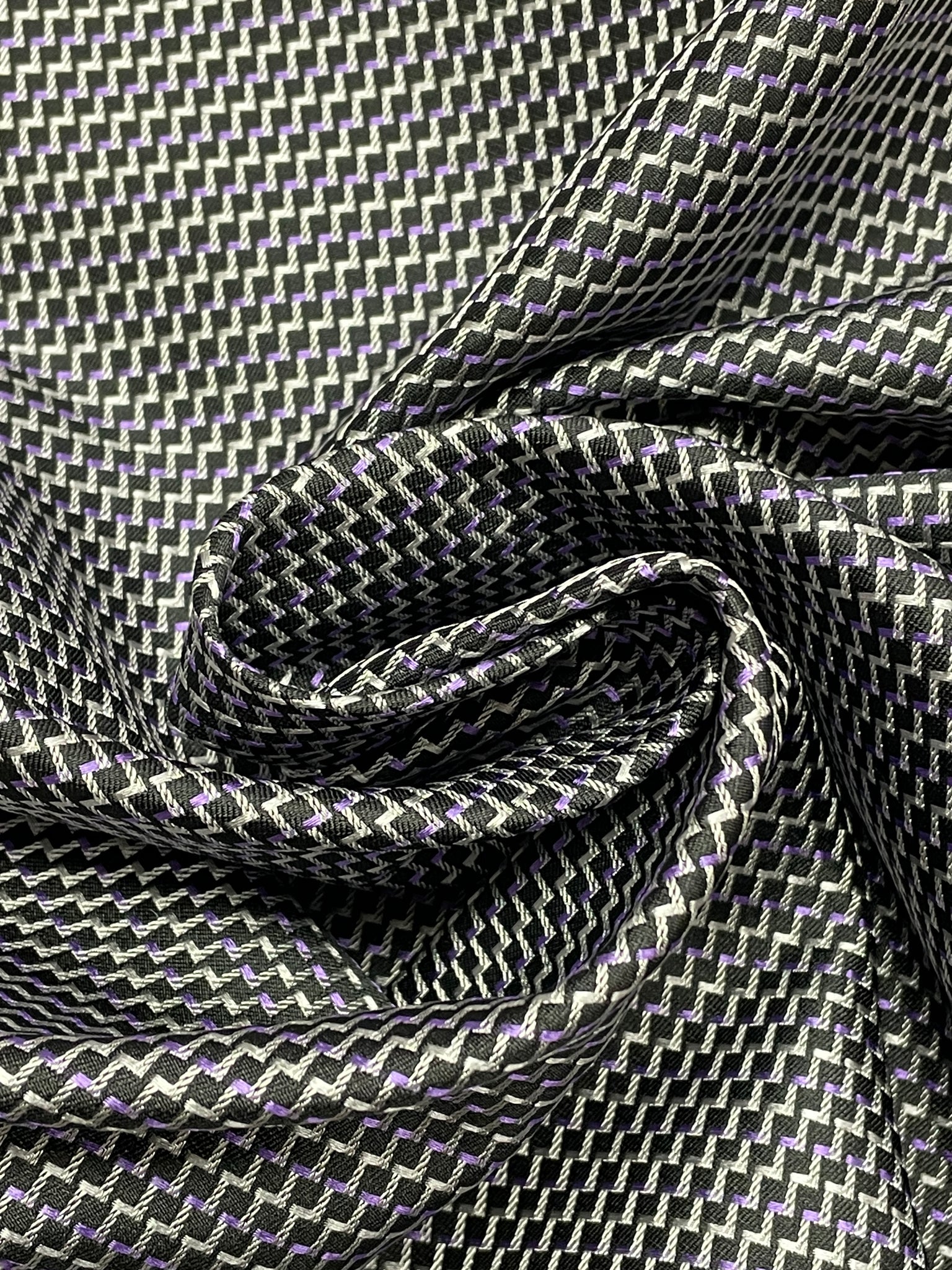 3 YD Tie Silk - Black, Purple and Light Gray