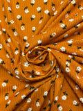 1 1/2 YD Synthetic Rib Knit - Burnt Orange with Flowers