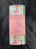3 YD Polyester Printed Satin Ribbon - White with Multicolored "Happy Birthday"