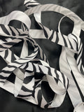 3 5/8 YD Polyester Printed Grosgrain Ribbon - White with Black Zebra Stripes