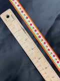 2 1/3 YD Polyester Printed Grosgrain Ribbon - White with Pink and Orange Flowers