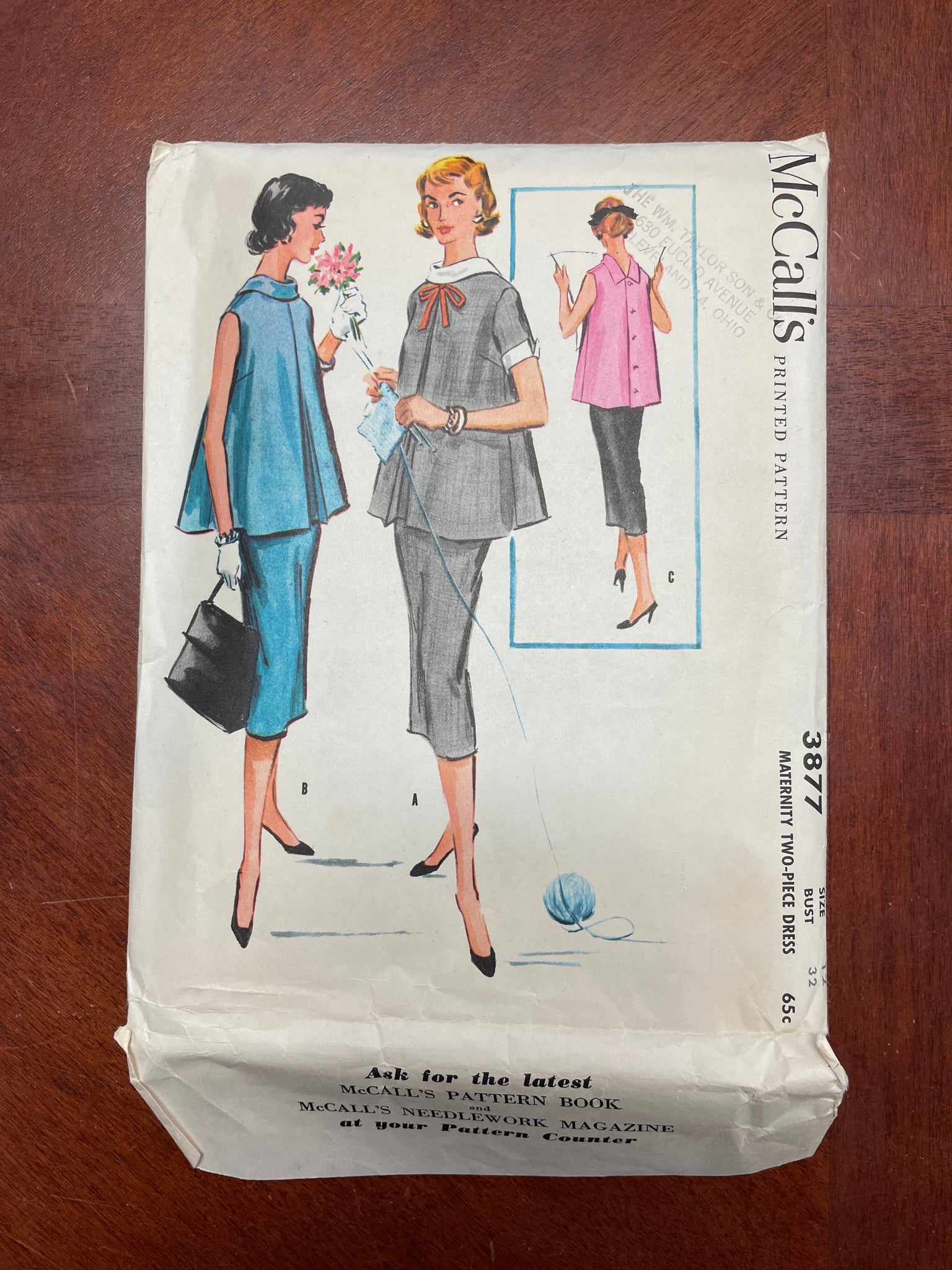 1956 McCall's 3877 Sewing Pattern - Maternity Top and Skirt