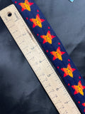 2 1/4 YD Cotton Ribbon Vintage - Navy Blue with Red and Orange Stars