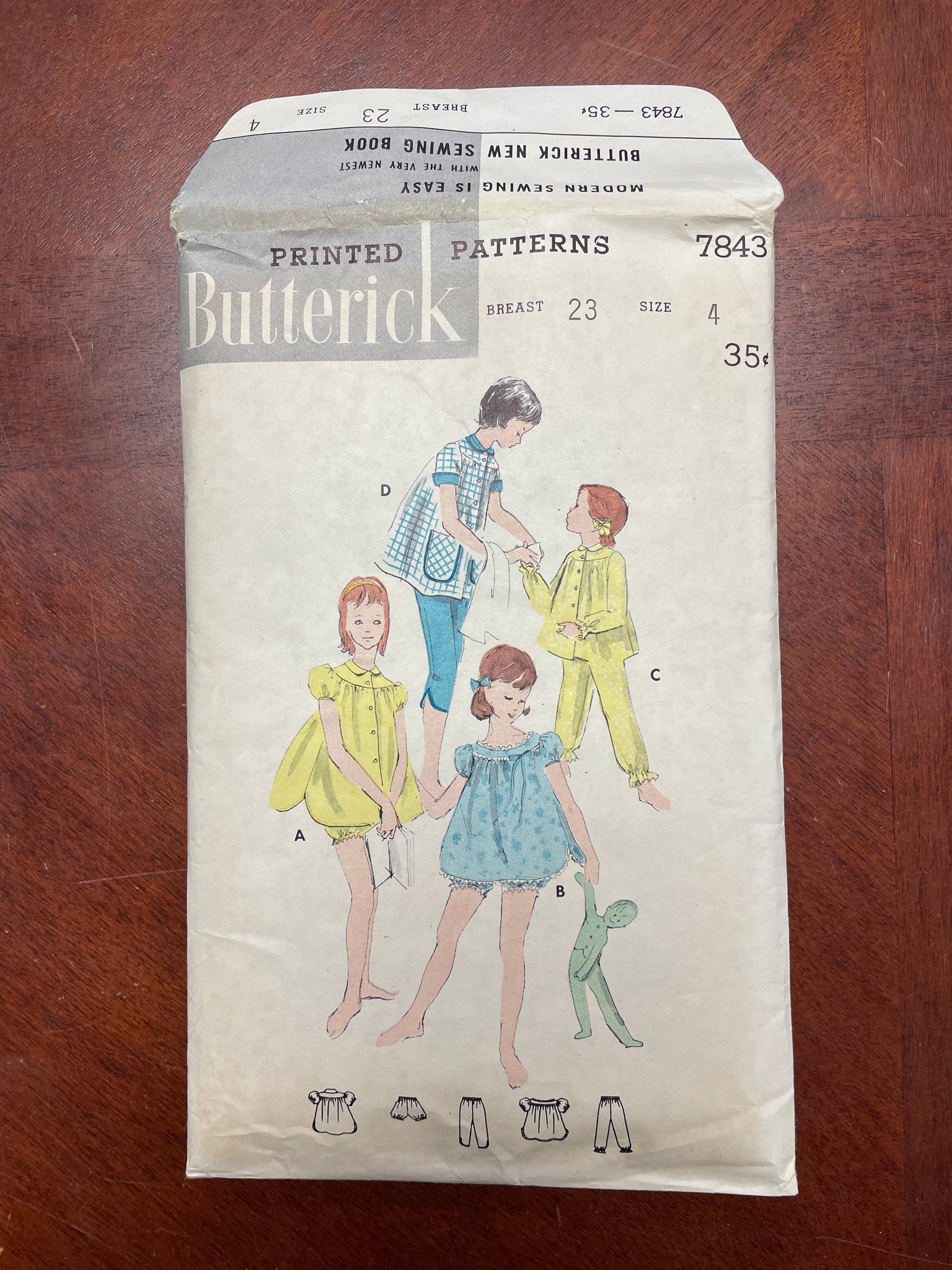 1950's Butterick 7843 Sewing Pattern - Child's Sleep and Play Sets