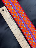 2 YD Cotton Ribbon Vintage - Orange, Red, Purple and Turquoise