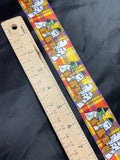 2012 3 1/8 YD Polyester Printed Satin Ribbon - Yellow Plaid with "Trick or Treat" and Peanuts Characters Trick or Treating