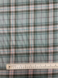 4 1/2 YD Rayon Challis Yarn-Dyed Plaid - Green and Ecru