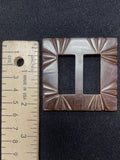 Embossed Plastic Slide Buckle Vintage - Dark Brown