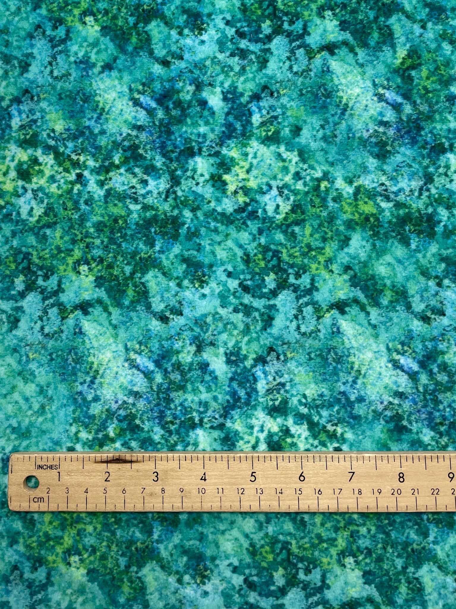 2022 1 5/8 YD Polyester Minky Remnant - Mottled Greens and Blues