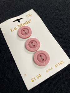 Buttons Plastic Set of 3 - Pink Woodgrain