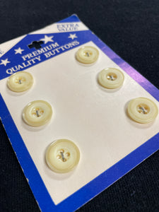 Button Plastic Set of 6 Vintage - Cream