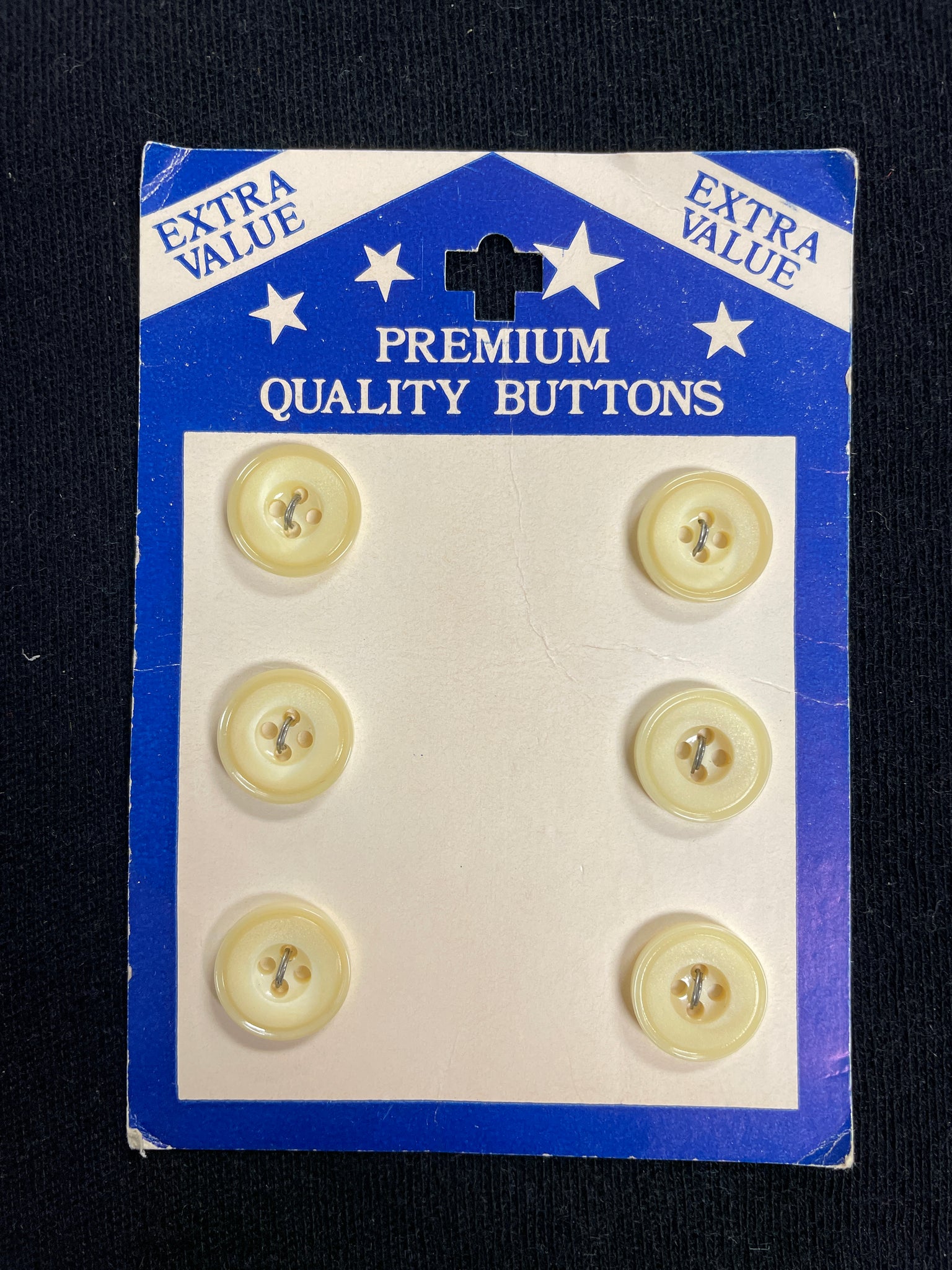 Button Plastic Set of 6 Vintage - Cream