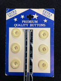 Button Plastic Set of 6 Vintage - Cream