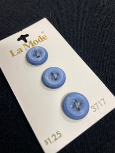 Buttons Plastic Set of 3 - Blue