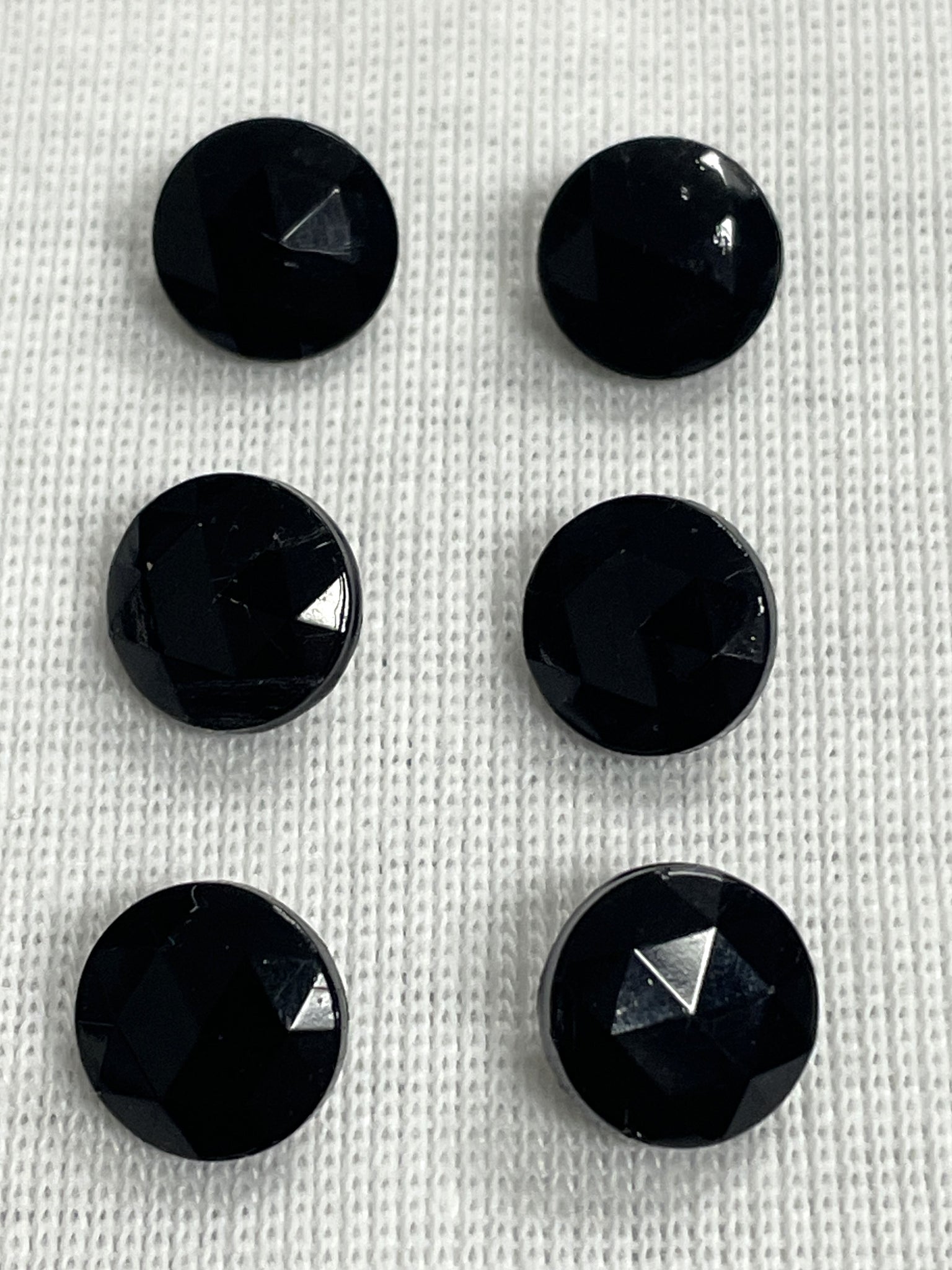 Button Glass Set of 5 or 6 Vintage - Faceted Shiny Black