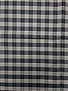 2 YD Tie Silk Yarn-Dyed Plaid - Black, Gray and Blue