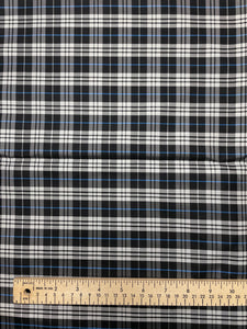 2 YD Tie Silk Yarn-Dyed Plaid - Black, Gray and Blue