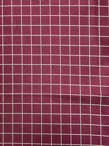 2 1/8 YD Tie Silk Yarn-Dyed Plaid - Maroon and White Windowpane