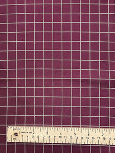 2 1/8 YD Tie Silk Yarn-Dyed Plaid - Maroon and White Windowpane