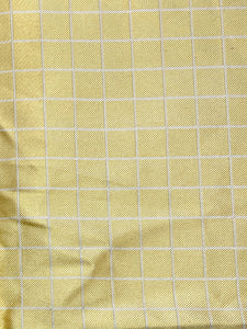 2 YD Tie Silk Yarn-Dyed Plaid - Yellow and White Windowpane