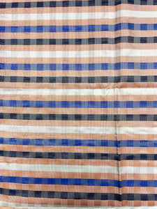 1+ YD Tie Silk Yarn-Dyed Plaid - Orange, Royal Blue, Navy Blue and White