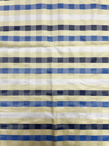 1+ YD Tie Silk Yarn-Dyed Plaid - Yellow, Royal Blue, Navy Blue and White