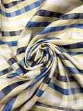 1+ YD Tie Silk Yarn-Dyed Plaid - Yellow, Royal Blue, Navy Blue and White