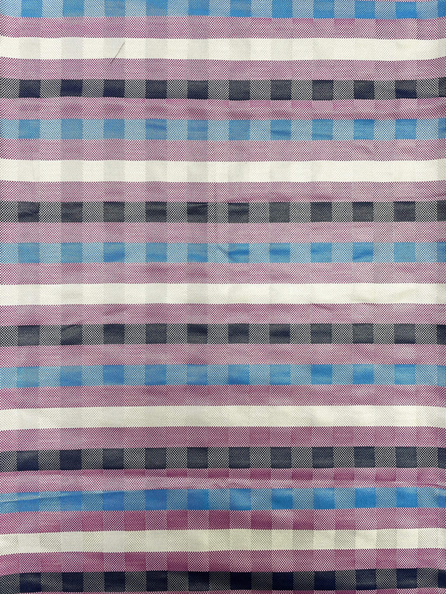 1+ YD Tie Silk Yarn-Dyed Plaid - Magenta, Royal Blue, Navy Blue and White