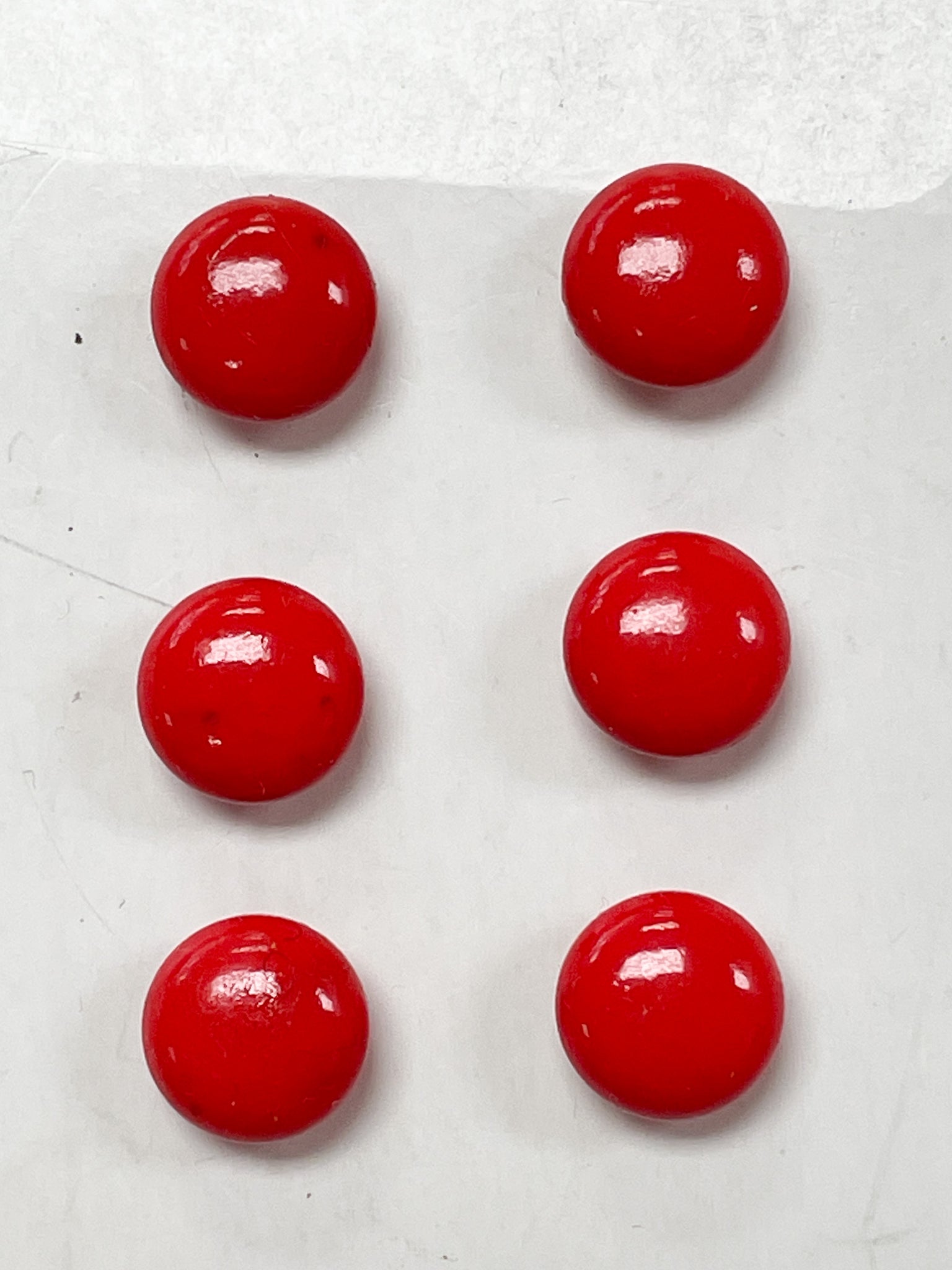 Buttons Plastic Set of 6 - Tomato Red Domes
