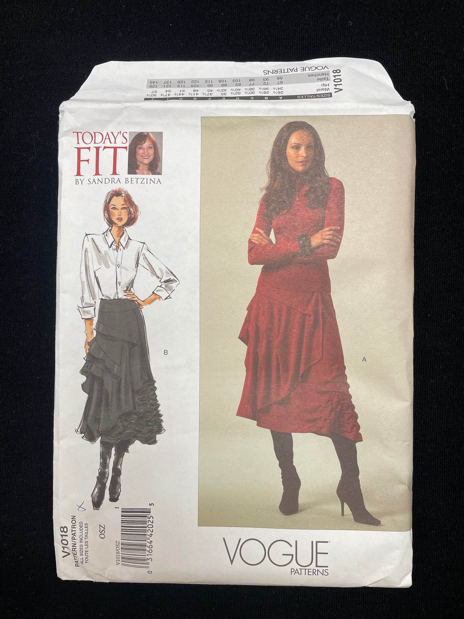 2007 Vogue 1018 Sewing Pattern - Skirt FACTORY FOLDED