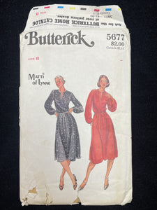 1980s Butterick 5677 Sewing Pattern - Dress FACTORY FOLDED