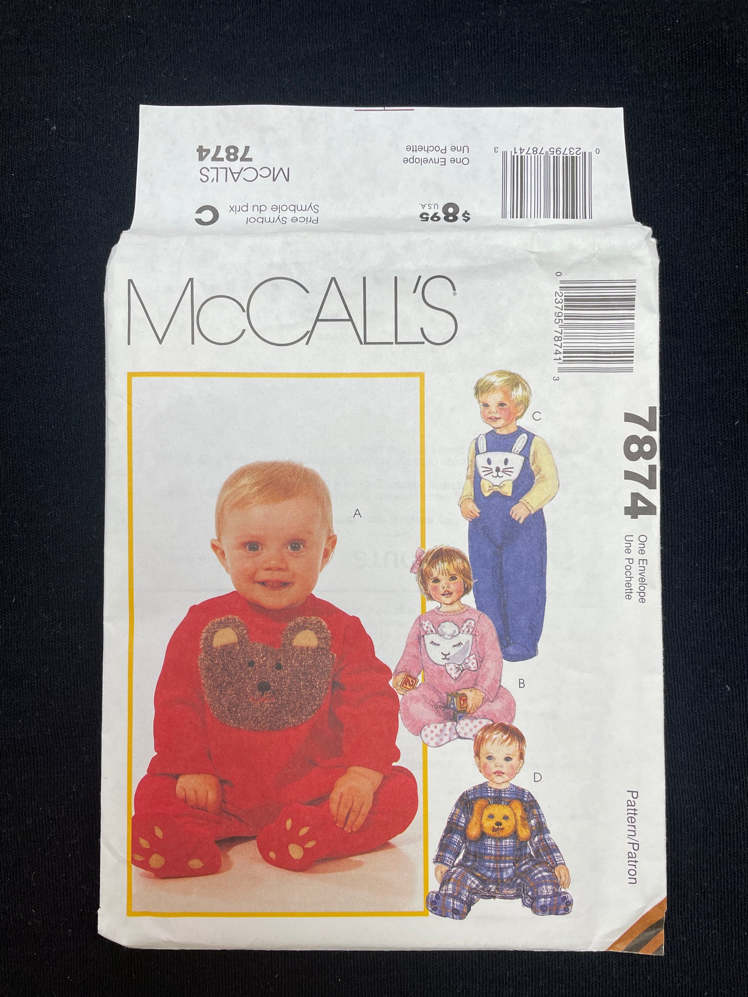 1995 McCall's 7874 Sewing Pattern - Infant Knit Jumpsuit FACTORY FOLDED