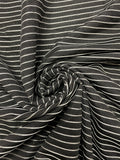 2 3/8 YD Polyester Knit Vintage - Black with Silver Stripes