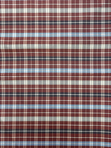 2 1/8 YD Tie Silk Yarn-Dyed Plaid - Red, Blues and Gray