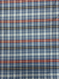 2 1/8 YD Tie Silk Yarn-Dyed Plaid - Blue, Navy Blue, Red  and White