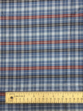 2 1/8 YD Tie Silk Yarn-Dyed Plaid - Blue, Navy Blue, Red  and White