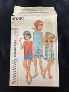 1965 Simplicity 6035 Sewing Pattern - Child's Dress, Top, Shorts and Scarf