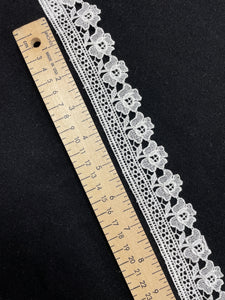 2 YD Rayon Lace Trim - White Flowers