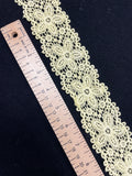 2 YD Cotton Scalloped Lace Trim - Yellow Flowers