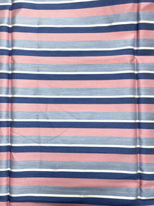 2 1/8 YD Tie Silk Yarn-Dyed Stripes - Pink, Blues, and White