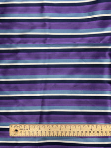 2 1/8 YD Tie Silk Yarn-Dyed Stripes - Purple, Blue, Navy Blue and White