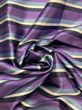 2 1/8 YD Tie Silk Yarn-Dyed Stripes - Purple, Blue, Navy Blue and White