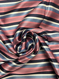 2 1/8 YD Tie Silk Yarn-Dyed Stripes - Pink, Blue, Navy Blue and White