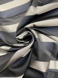 2 1/8 YD Tie Silk Yarn-Dyed Stripes - Navy Blue, Black and Gray