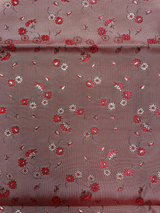 1 2/3 YD Acetate Iridescent Faille Vintage - Red and Pink woven with Flowers