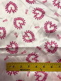 1 3/8 YD Polyester Flannel-Backed Satin Vintage - Pink with Breast Cancer Awareness Pink Ribbons