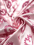 1 3/8 YD Polyester Flannel-Backed Satin Vintage - Pink with Breast Cancer Awareness Pink Ribbons