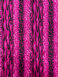 3 YD Nylon Crinkle Vintage - Hot Pink with Black and Pink Tiger and Cheetah Stripes