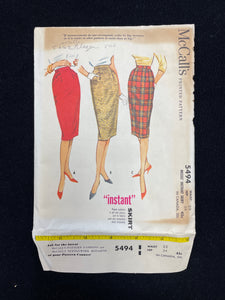 1960 McCall's 5494 Sewing Pattern - Skirt FACTORY FOLDED